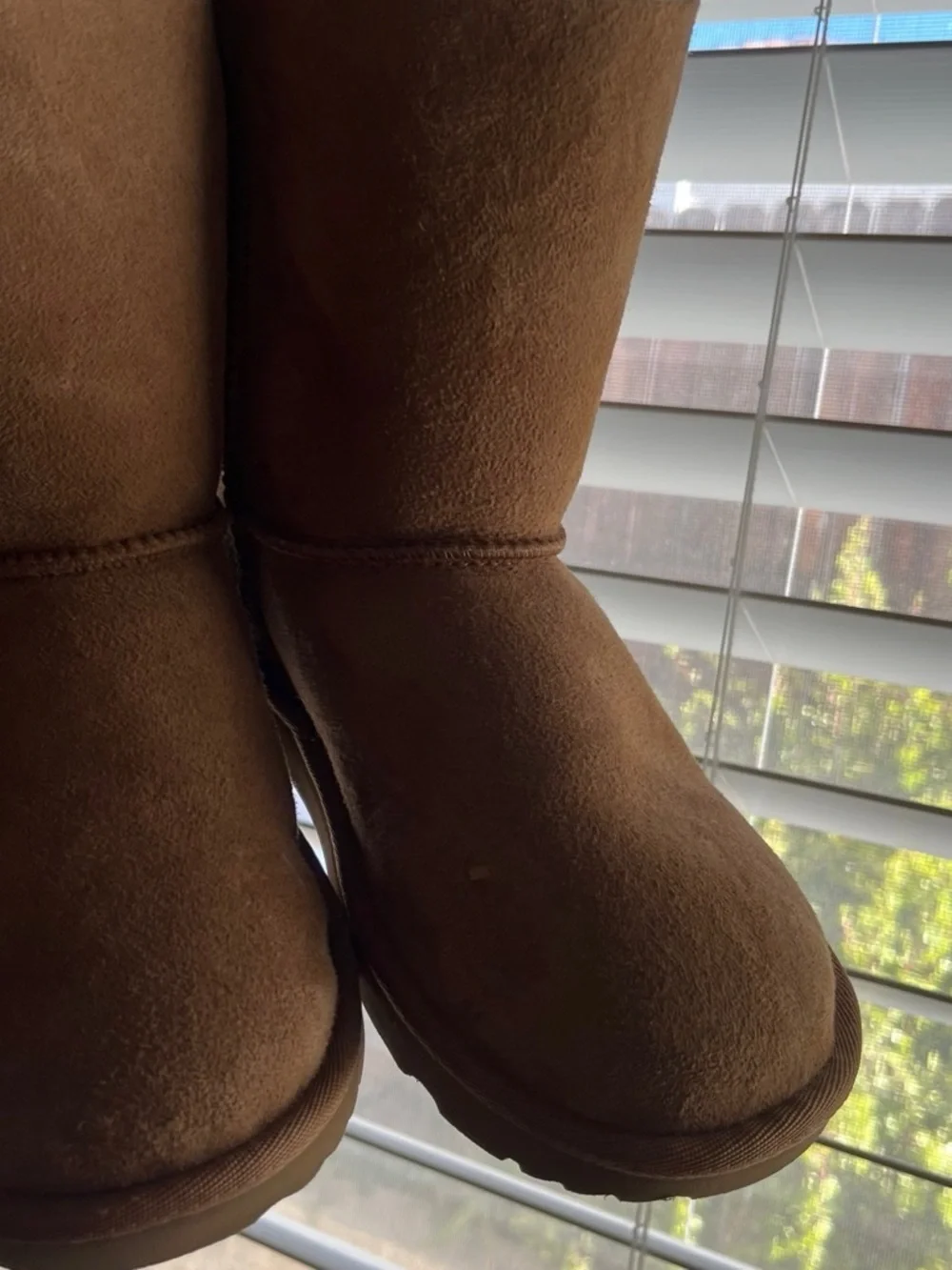 UGG Kids Brown Suede Bow Back Boots Like new .